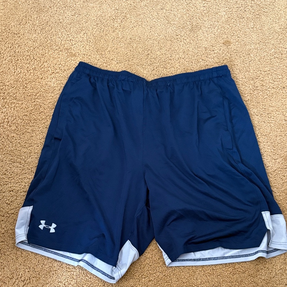 Under Armour Navy and White Sports Shorts - Picture 3 of 3